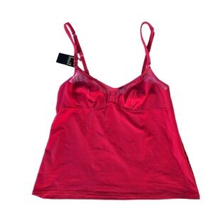 Huit Brand Bright Red Mesh and Silk Camisole